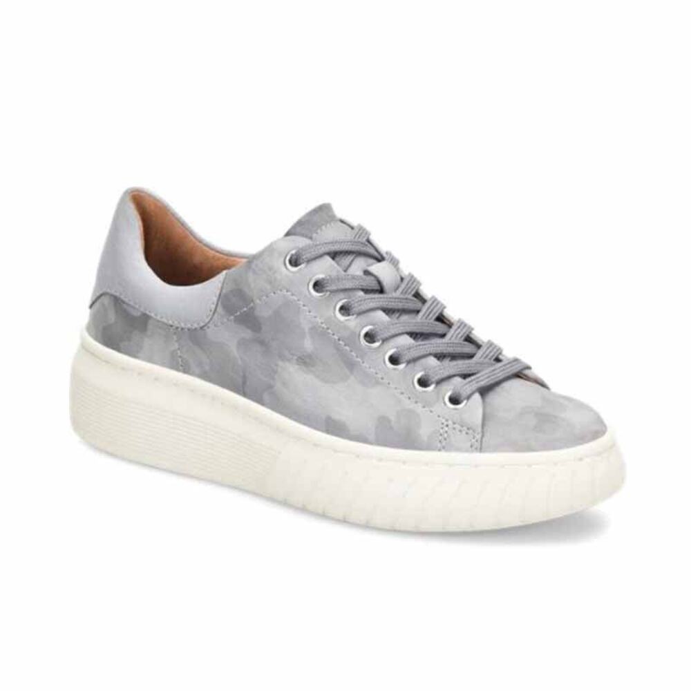 Sofft Parkyn Gray Leather Camo Print Platform Sneaker 7 Comfort‎ Shoes